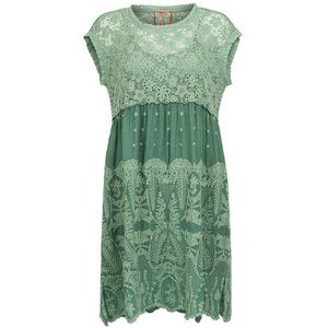 203. Johnny Was Flower Getaway Dress Dusty Verdigras Green Small
